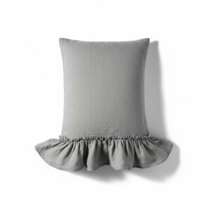 Bella Notte Gray Linen Boudoir Throw Pillow Lined Whisper Ruffle Display NEW